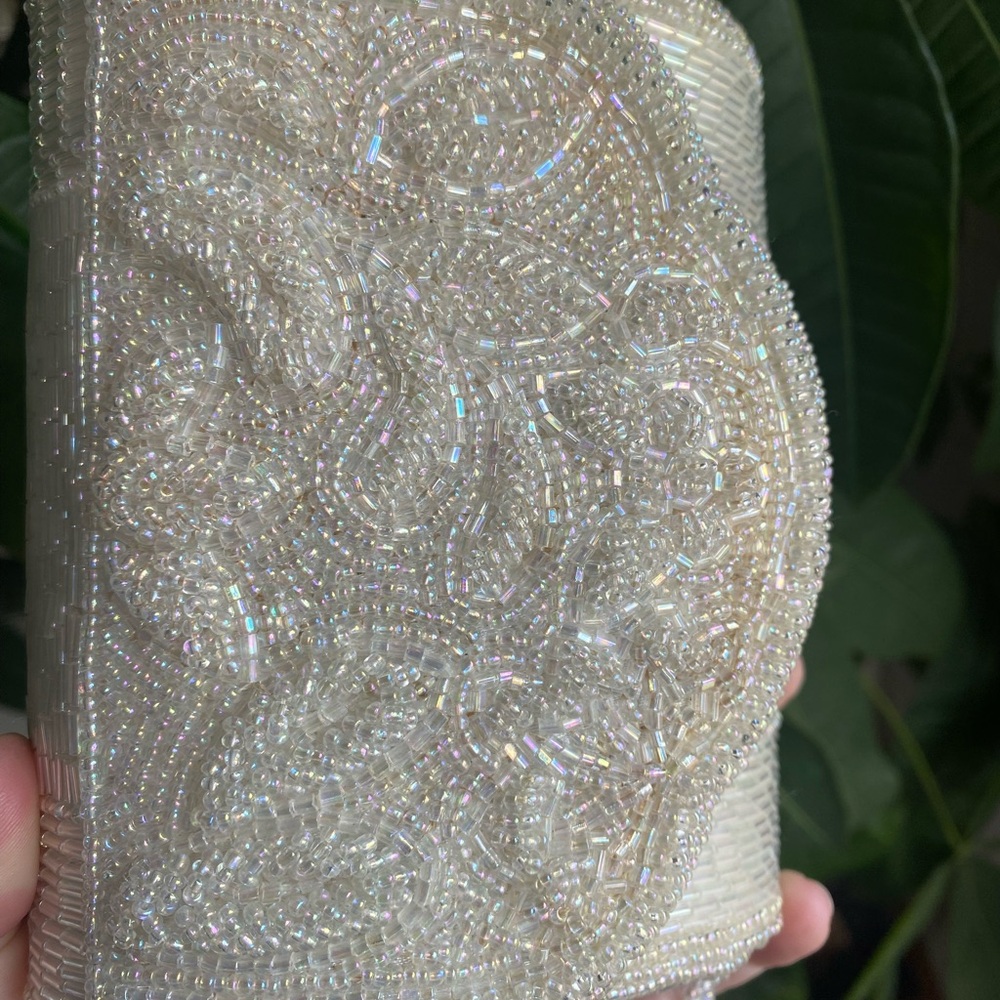 Vintage Small White Beaded Women's Bag - Picture 5 of 11